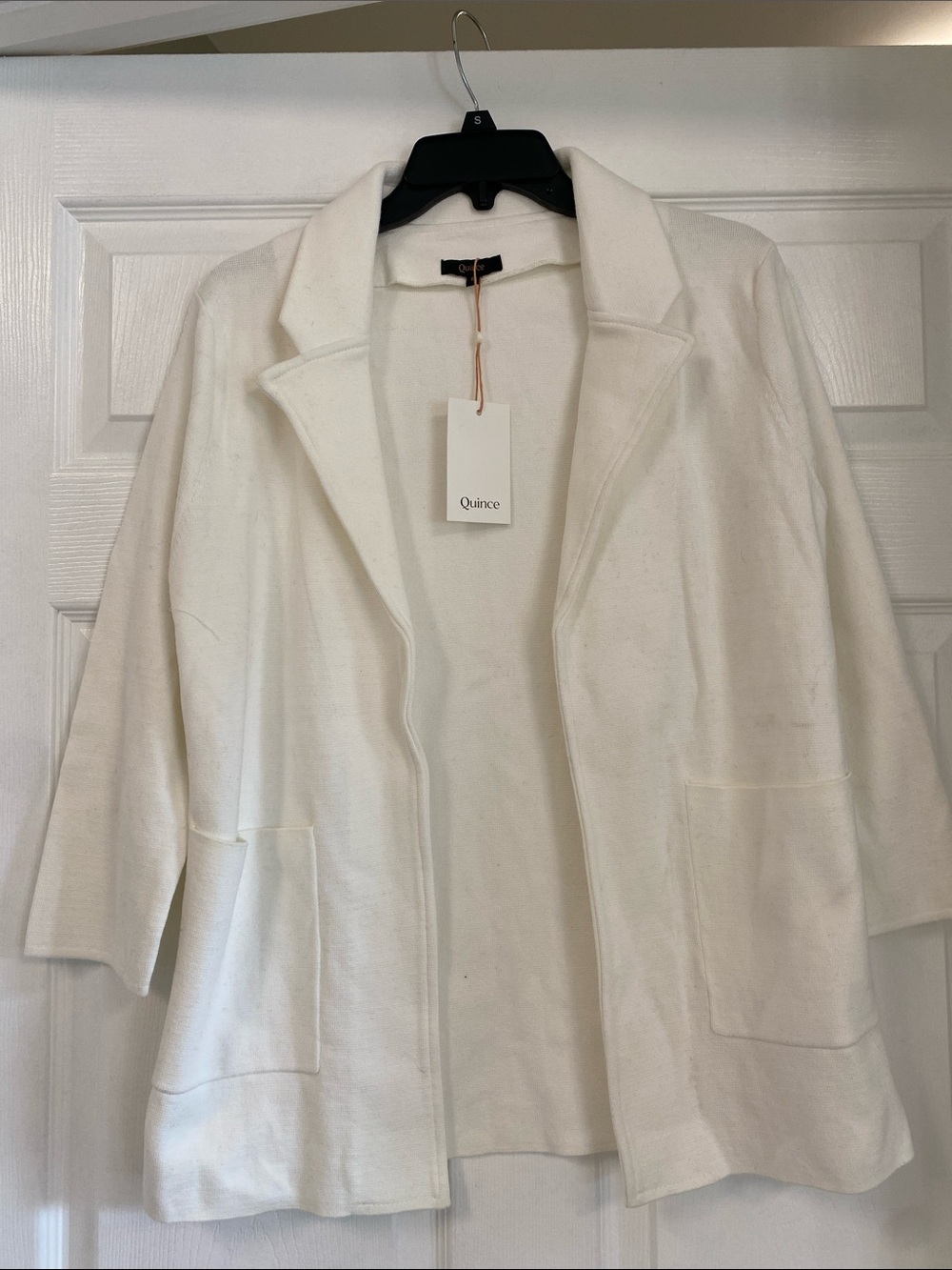 Quince Cream Open-Front Blazer Jacket
